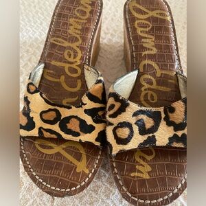 Animal print cork wedges